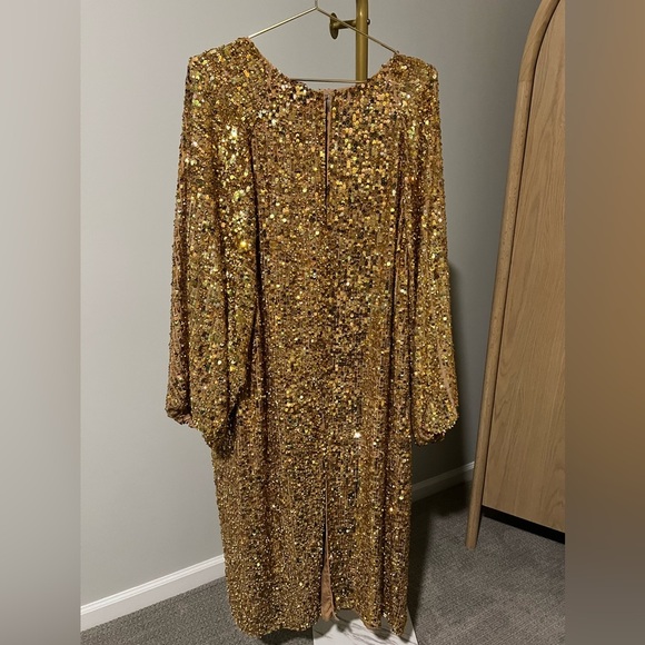 ASOS EDITION Sequin Midi Dress with Blouson Sleeve - Picture 6 of 11